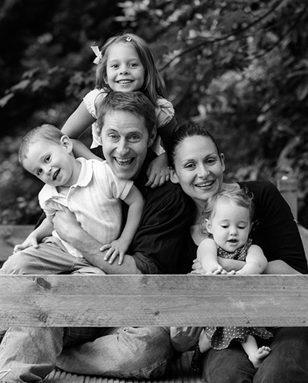 Family in garden